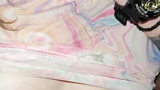 Brunette gets choked while I fuck her