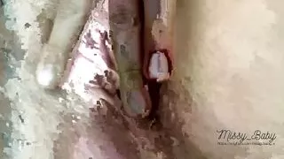 Hairy wet pink pussy