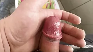 Extreme small cock masturbation in public toilet