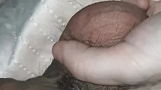 Step mom squeeze hard step son balls in bed