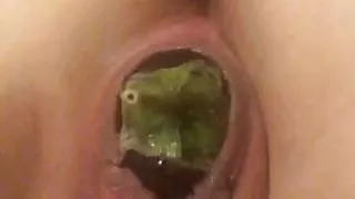 Wet cunt dropping out very voluptuos eggplant