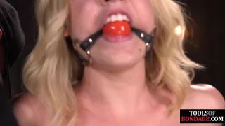 Trapped BDSM babe dominated hardcore while whipping