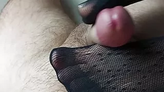 Hot footjob pantyhose and ballbusting. CBT Femdom BDSM Mistress Redix