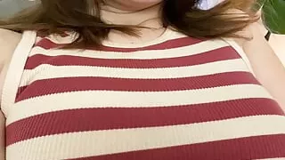 Cute teen girl masturbates and touches herself while her friend don't see