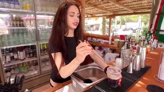 Naughty Bartender Isabella Fucks with Black Customer