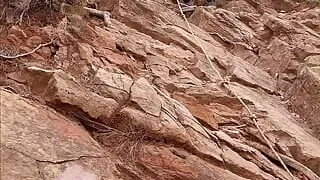 going down a small mountain, showing my little ass. But the dick is big and works like a charm