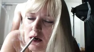 Beautiful Blonde Mother- in- Law Smokes and Fucks