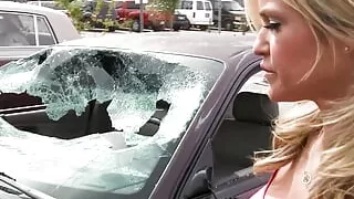 Hung guy stuffs this blondes pussy and cums on her tits