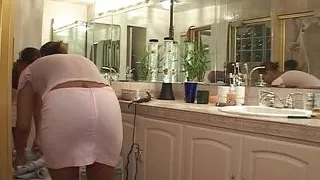 Ebony maid gets pussy hammered by her boss in the bathroom and on the bed