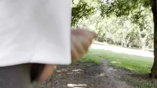 Straight guy heads out for a walk with his flopping cock out in public exhibitionist dare