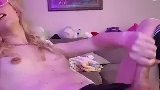 hot trans girl stroking her gock