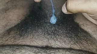 Masturbating and playing with cum