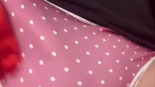 Pink polka dot panty play and cum