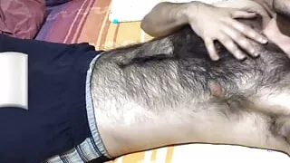 Very hairy man soft dick massage and hairy chest touch big bulge