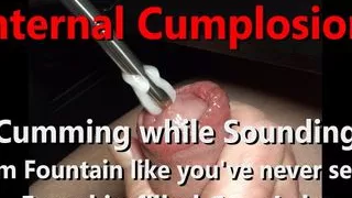 POV Exclusive Internal Cumplosion while sounding 9mm Fluid Cum Fountain w Live Audio