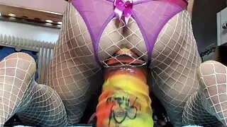 Crossdresser slams his butthole over John thomas william xl