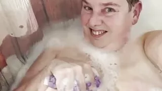 washing boobies in bath