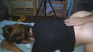 I suck my boyfriend and then he pulls up my dress to fuck me