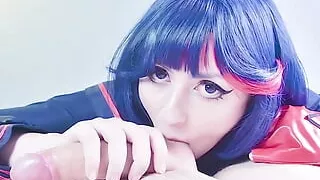 Charming Ryuko Matoi Drives Naked Teacher Into a Frenzy with Deepthroat and Throatpie Skills