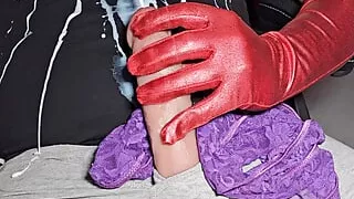 I jerk off on the woman's panties. I smell her pussy and I cum huge