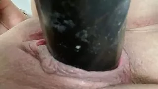 Dilatation of cunt with pump dildo