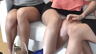 Sexy and hot girls BFF Birthday Party with short skirt miniskirts flying