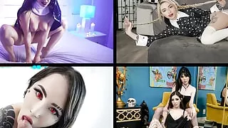 Spooky Goth Babes Compilation - Lola Fae, Alex Coal, Harlowe Blue & Leda Elizabeth