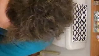 Nice blow job from chubby big titty hotwife before going to work