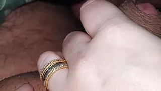 Step mom is a problem for husband and handjob step son dick