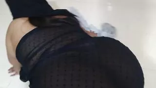 Indian Desi Muslim MILF Sexy stepmom with Huge Butt while cleaning the house like a maid, stepson gives her rough ass fuck & Cum