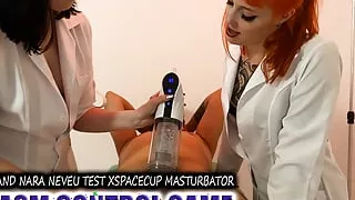 Mel Fire and Nara Neveu control Hex's orgasm with XSpaceCup XS17 masturbator