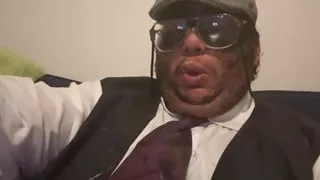 Pervert Anton cums on his tie.