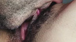 He gives me a nice orgasm by licking my hairy pussy, then he fucks me and cum in my asshole