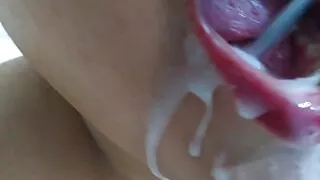 Tamil sexy aunty stuck under bed while cleaning the house. Then the stranger comes and fucks her big ass and cums in her mouth