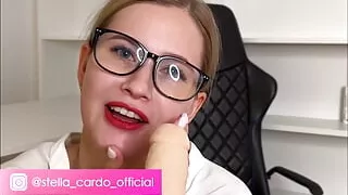 Sexy secretary flirts and masturbates in front of you