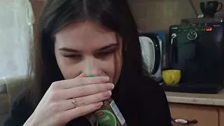 A friend came to drink coffee BUT SHE received a PORTION OF CUM in her mouth!!!