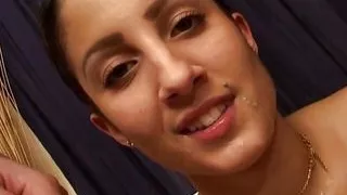 Short haired babe from France enjoys a cock in her muff and mouth