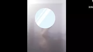 Beautiful girl showering on webcam