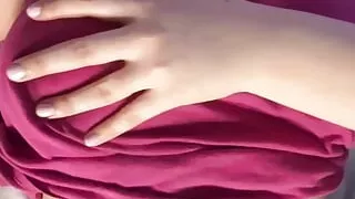 Thick brunette plays with her body