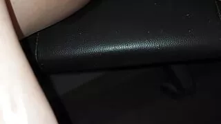 Horny mom fingers pussy while giving husband a handjob