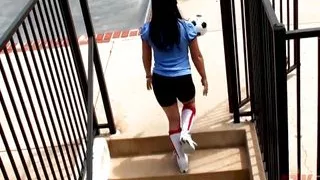 Brunette Girl Has Some Fun After Soccer Practice