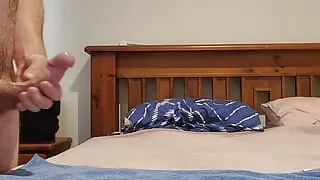 Huge cumshot all over the bed