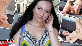 German scout - Natural college teen 18 Bella pickup and fuck at street casting