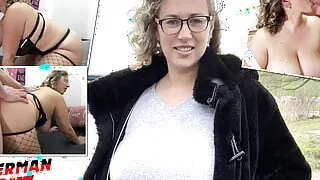 GERMAN SCOUT - Big natural Tits BBW Mature Kathy Deep Pickup for Casting Fuck