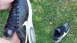 cumming on my nike air max command sneakers in the camp forest