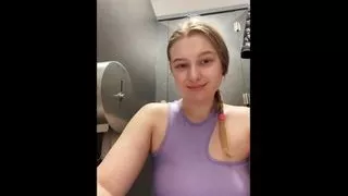 Public masturbate with big dildo and tight pussy