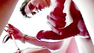 Beautiful redhead with big tits receives a big cock in doggy style position