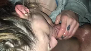 Oiled Up Handjob Before She Sucks A Big White Dick