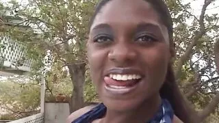 Naughty Black Chick Gets Her Pussy Screwed by a Man with Huge Cock on the Sunbed