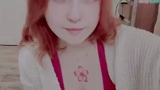 Beautiful Redhead Girl Playing with Her Big Tits